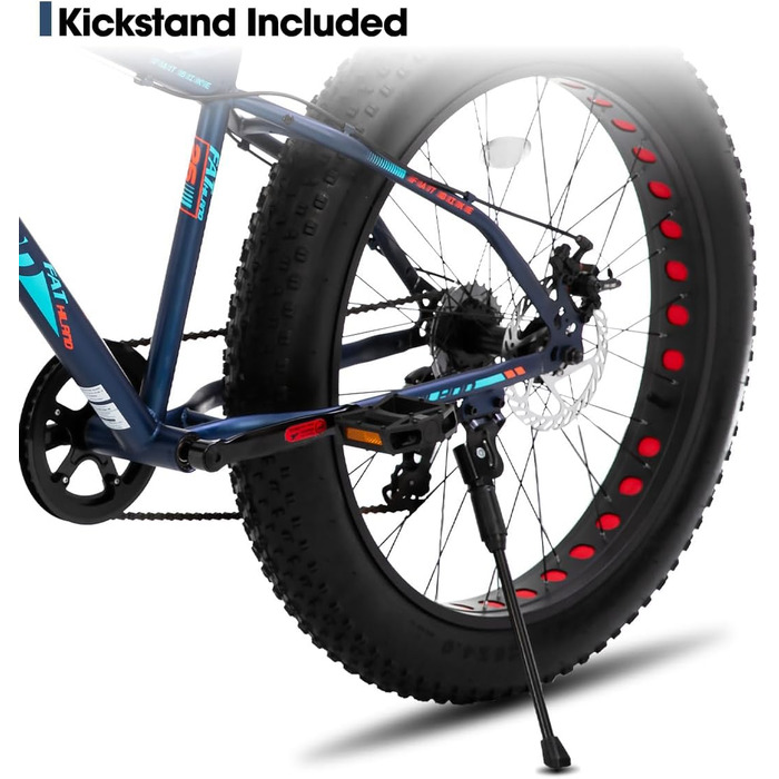 Гірський велосипед Hiland Fat Tire 24/26 дюймів для хлопчиків і дівчат, 7-ступеневий, дві дискові гальма, для пляжу та снігу