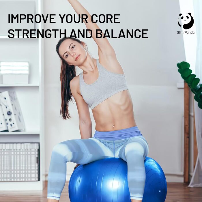 Гімнастичний м'яч Slim Panda 55-85 см, антивибуховий, з насосом, для фітнесу, терапії, вагітних і літніх людей