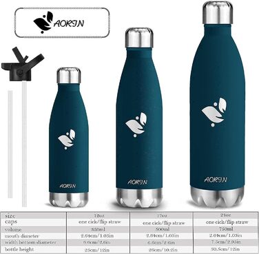 Термос-пляшка AORIN вакуумна, ізольована, 350/500/750 мл, BPA-Free, зберігає холод 24 год, тепло 12 год, для дітей, школи, спорту, фітнесу, велосипеда