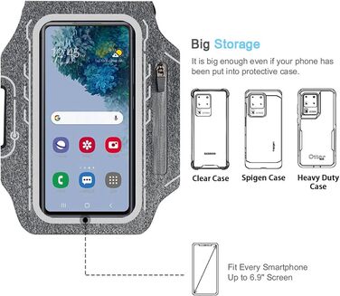 Спортивний браслет на руку JEMACHE для Samsung Galaxy S25/S24/S23/S22 Ultra/Plus/FE з кріпленням для навушників Buds Plus (Сірий)