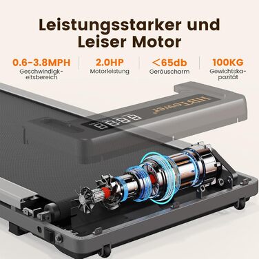 HBTower Walking Pad - біговий килимок для дому з пульт дистанційного керування, LED дисплеєм, 1-6 км/год