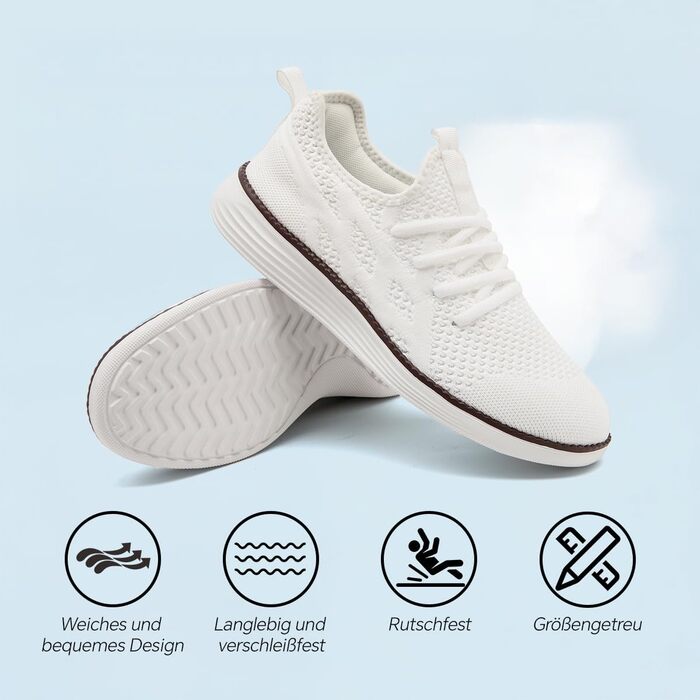 Чоловічі бігові кросівки для спорту та прогулянок. Зручні, легкі, дихаючі, з антиковзкою підошвою. Розмір 43 EU, колір білий