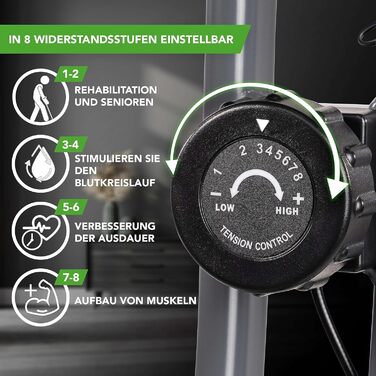 Велотренажер складаний Tunturi Cardio Fit B25 X з спинкою, тримачем для планшета та LCD-екраном, чорний