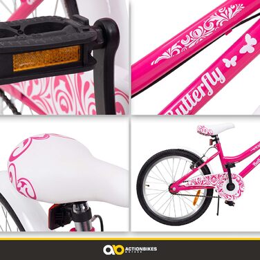 Дитячий велосипед Actionbikes Butterfly 20 дюймів, V-Brake, для дівчаток, з крилами, від 6 до 9 років