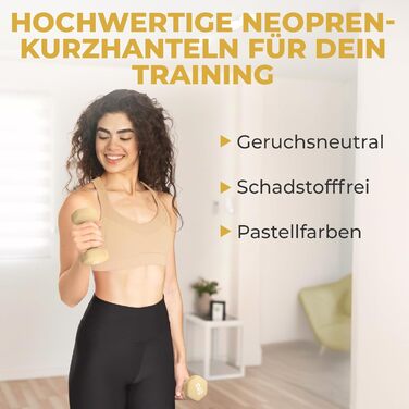 Набір гантелей HQ Germany® 2x2 кг, пастельні кольори, для фітнесу та Pilates, Home Gym, гантелі для жінок