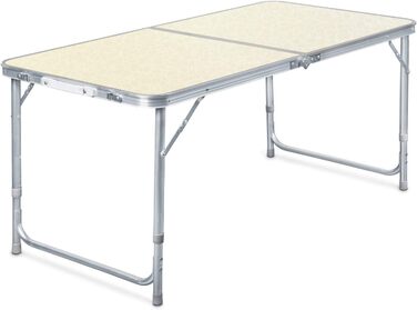 Складаний туристичний стіл Toboli 120x60x70 см, регульована висота, алюмінієвий каркас, MDF стільниця, багатофункціональний, для кемпінгу, саду, буфета