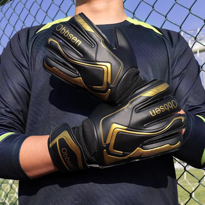 Воротарські рукавиці JOYJ з FingerSave, дитячі унісекс, для футболу, Super-Grip, товстий латекс, чорні (5)