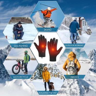 Електричні гріючі рукавички з підігрівом USB для чоловіків та жінок, сенсорні, для альпінізму, походів, велоспорту, кемпінгу
