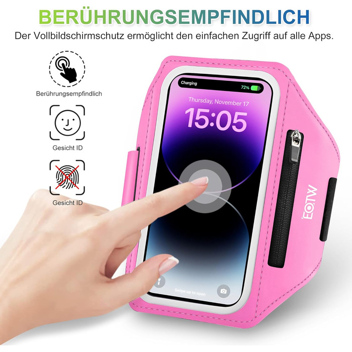 Спортивний браслет EOTW для бігу: тримач для телефону з кишенею для AirPods (5.5-6.0 дюйми)