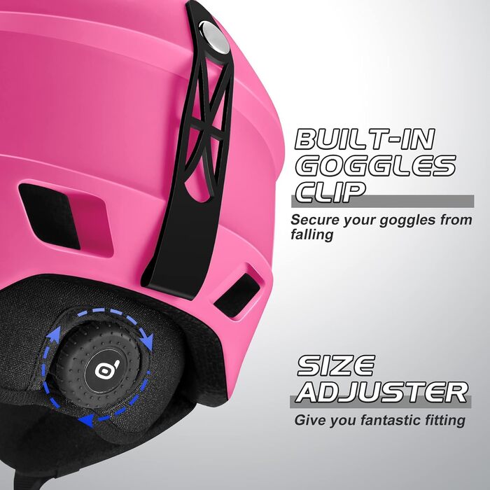 Шолом для лиж та сноуборду Ololand з маскою, рожевий, M (55-59 см), захист UV 400