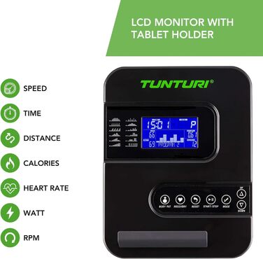 Ергометр Tunturi Cardio Fit E30: велотренажер для дому з датчиком пульсу та підставкою для планшета