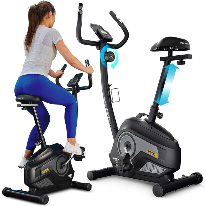 Фітнес-велотренажер TREX SPORT TX-400MB RECK: тихий, з регульованим магнітним опором та LCD-дисплеєм (сірий)