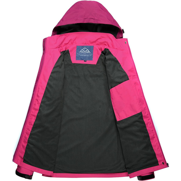 Жіноча трекінгова куртка Outdoor Легка перехідна куртка Вітронепроникна куртка Водонепроникна куртка-дощовик Дихаюча функціональна куртка з відстібаною капюшоном, Рожево-червоний колір, Розмір L