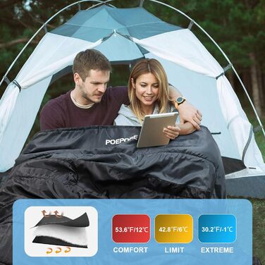 Спальний мішок для двох дорослих з флісу, зимовий, з подушками та сумкою для перенесення, 233*157 см, темно-сірий