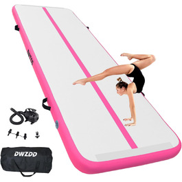 Гімнастичний надувний мат для гімнастики Dwzdd Air Matte, 3/4/5/6 м, 300x100x10 см. Підходить для дітей, дому, фітнес-студії, тренувань, чирлідингу. Біло-розова