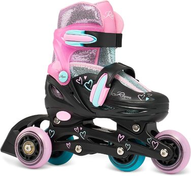 Дитячі ролики RAVEN 4-в-1 (34-37) - ролики-коньки, регульовані, чорний/м'ятний/рожевий