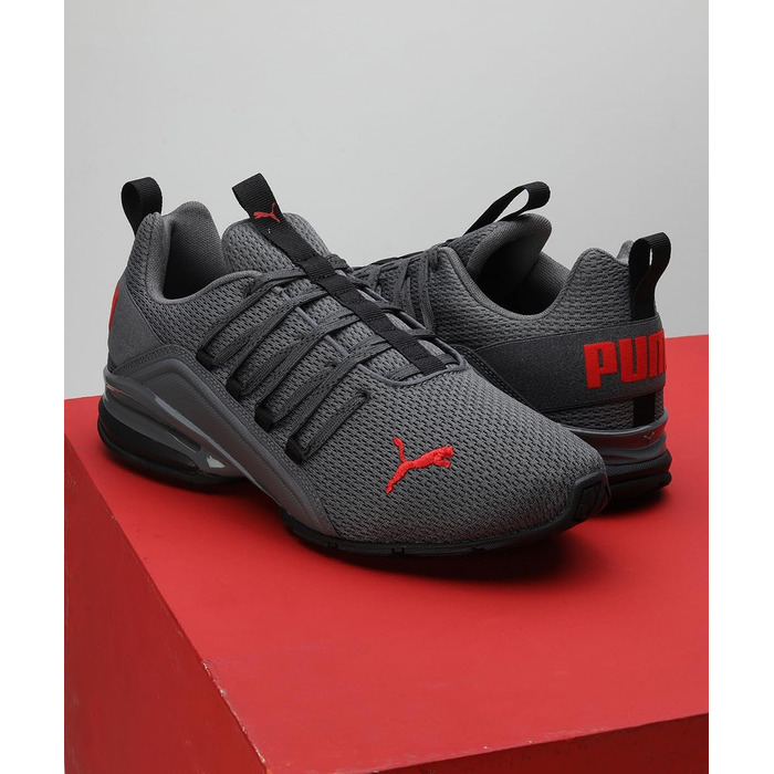 Кросівки Puma Axelion Refresh для чоловіків, 44.5, чорний, темно-сірий, червоний