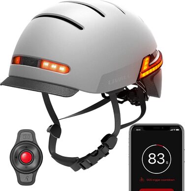 Розумний велосипедний шолом LIVALL із LED-фарами, брейк-сигналом, Bluetooth-гарнітурою, SOS-сповіщенням, розмір M, колір пісочний