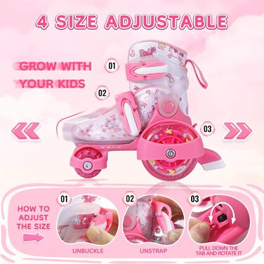 Роликові ковзани для дітей регульовані, рожеві, 24-31 розмір, для дівчаток, підходять для занять в приміщенні та на вулиці
