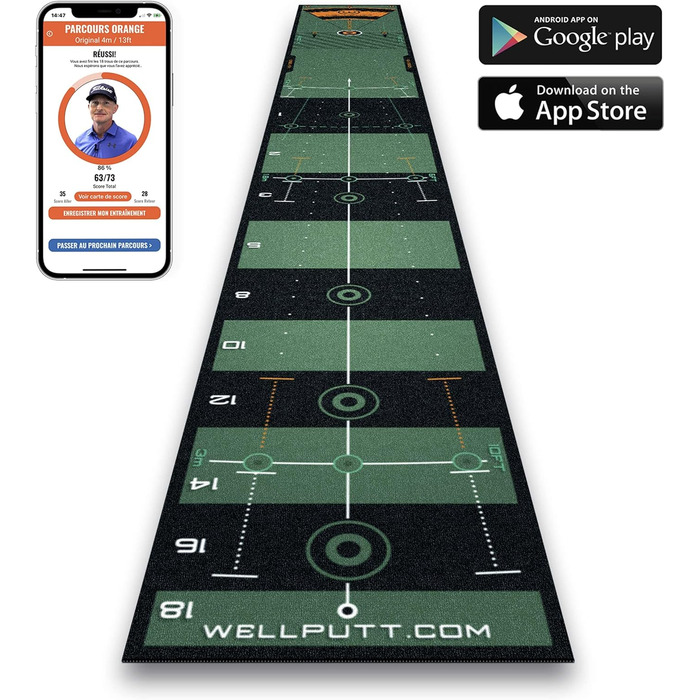 Гольф-мат WellPutt для тренувань на високій швидкості, 3,3 м