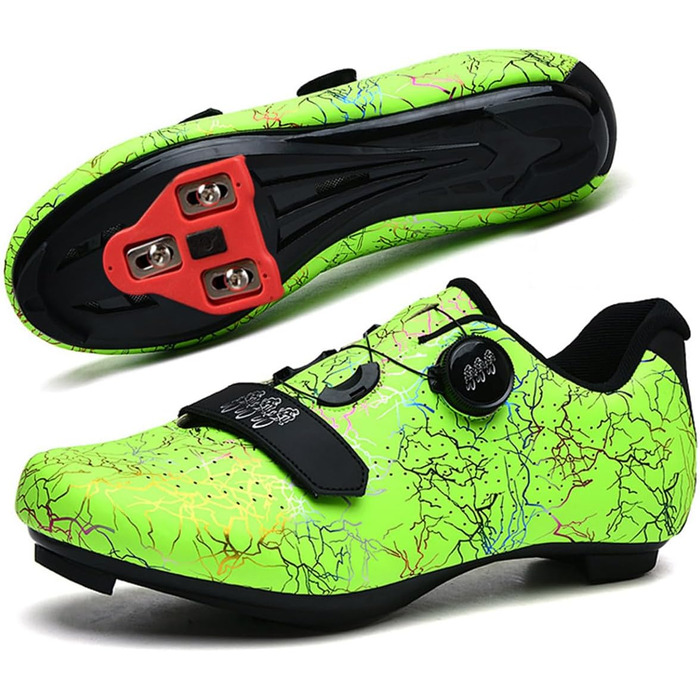Велотуфлі для чоловіків та жінок SPD/SPD-SL: гоночні, MTB, зручні, дихаючі, для катання на велосипеді (зелені, 37 EU)