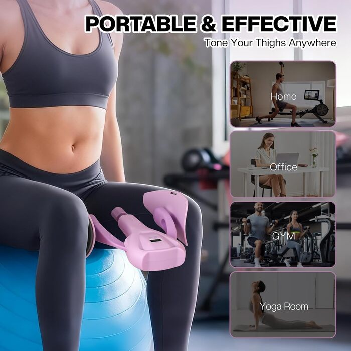 Набір для тренування м'язів тазового дна та стегон – Thigh Master з еластичною стрічкою | Тренажер для ніг вдома | Професійний тренажер для ніг для жінок та чоловіків для нарощування м'язів живота, ніг та сідниць