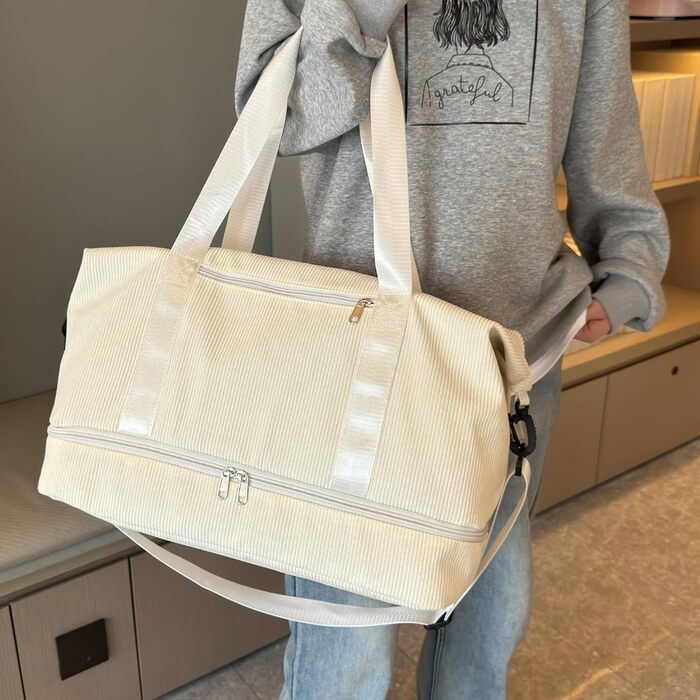 Спортивна сумка-рюкзак для жінок, 35л, Weekender, для подорожей та тренувань, з відділенням для взуття та мокрих речей, бежева