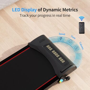 Біговий доріжка для дому 2-в-1 Walking Pad, двошарове бігове полотно, LED-дисплей з 3 екранами, швидкість 1-6 км/год, керування пультом та додатком, компактний дизайн для офісу та дому