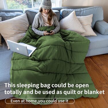 Спальний мішок Naturehike для дорослих, легкий прямокутний, з'єднувальний, 3-сезонний, для кемпінгу та піших прогулянок (зелений)