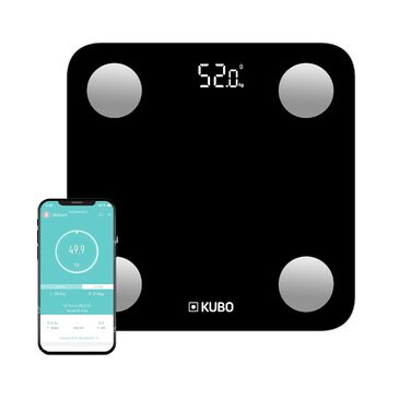 Ваги для тіла Kubo з Bluetooth, аналіз складу тіла, 13 показників, для Android/iOS, 180 кг, чорний