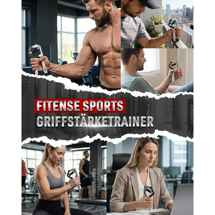 Еспандер для рук та кистей Fitense Handtrainer (50-225LB) - тренажер для розвитку сили хвату, регульований, срібний