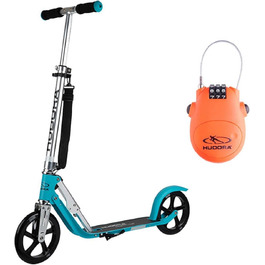 Самокат HUDORA BigWheel 205 з тросовим замком, складаний, регульована висота, з ременем для перенесення, для дітей і дорослих від 6 років, міський, до 100 кг