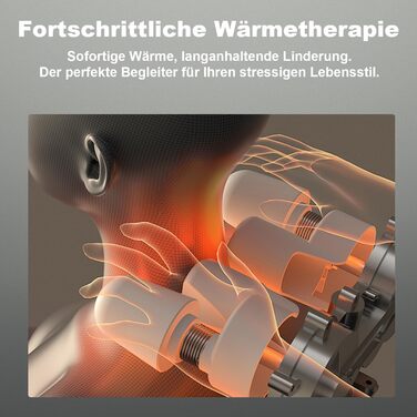 Масажер для шиї та спини з підігрівом, Shiatsu масажер, для шиї, спини, плечей, попереку, ніг, м'язів, сірий. Чудовий подарунок на Різдво!