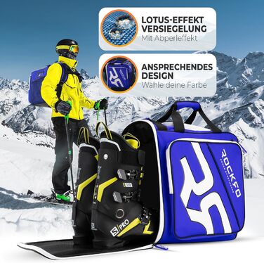 Сумка для лижних черевиків з відділенням для шолома, міцна, водонепроникна, 49L, блакитна