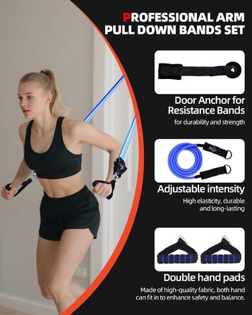 Набір еластичних стрічок Abahub для фітнесу з дверним кріпленням, ручками та петлею для ніг. Ідеально для тренувань всього тіла, домашнього спортзалу, підходить для початківців та досвідчених (100LB)