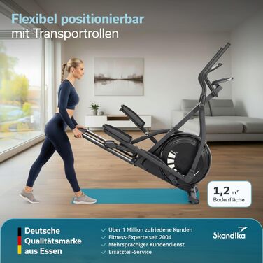 Еліптичний тренажер Skandika Crosstrainer Carbon P23: 23 програми, 16 рівнів, компактний, тихий, сумісний з Kinomap App, до 135 кг