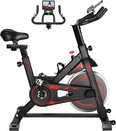 Велотренажер для дому Heimtrainer, 10 кг маховик, до 150 кг, регульоване сидіння і опір, пульсометр, LCD-дисплей, тримач для планшета та пляшки, фітнес-байк для тренувань у приміщенні
