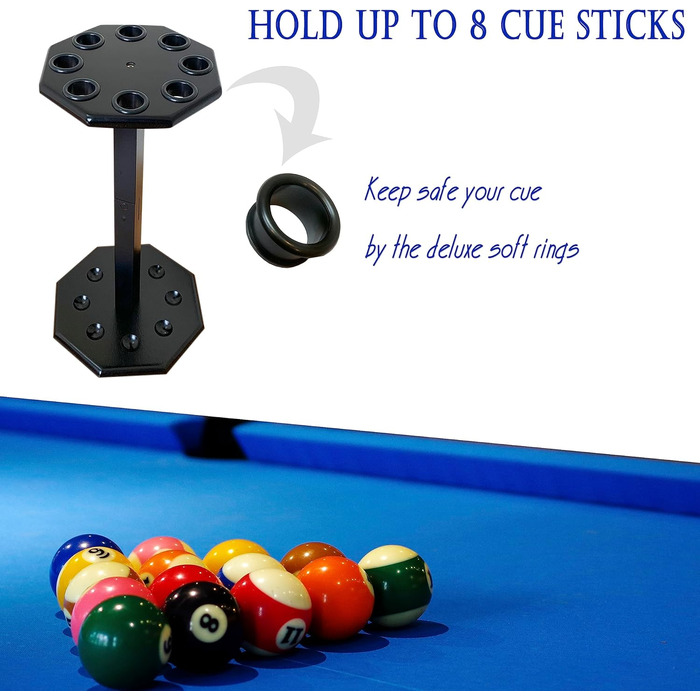 Стійка для більярдних київ GACCO BILLIARDS на 8 київ, аксесуар для більярдного столу, дерев'яний підсвічник, чорний колір