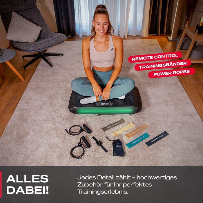 Платформа для фітнесу Sportstech sVibe 4D з вібрацією для дому, 99 рівнів, німецька якість, LED-дисплей, ультратиха, гексагональний дизайн, масаж, тренування преса, ніг та сідниць, з додатком