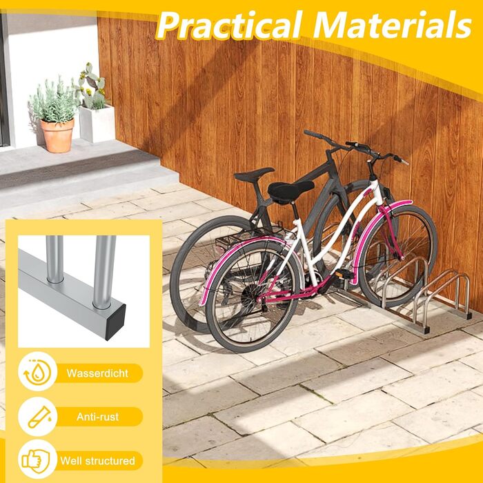 Підставка для велосипедів на 6 велосипедів FIVMEN: настінний/підлоговий монтаж, 37 см між колесами, для MTB, шосе, 30-65 мм шини