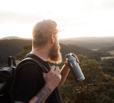 Фляга Super Sparrow з нержавіючої сталі - 350мл/500мл/620мл/750мл/1л - Без витоку, термос, BPA-Free, для дітей, спорту, школи, фітнесу - з 2 кришками, сірий колір