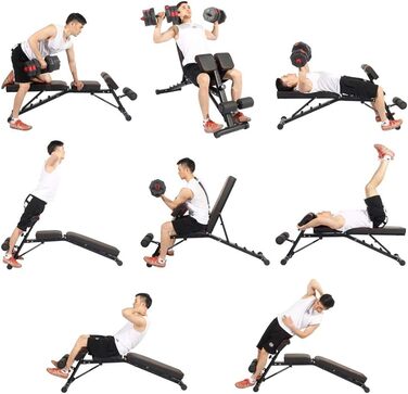 Складніша лава для тренувань Sogesfurniture з регульованою спинкою, для пресу та спини, BHEU-PSBB004