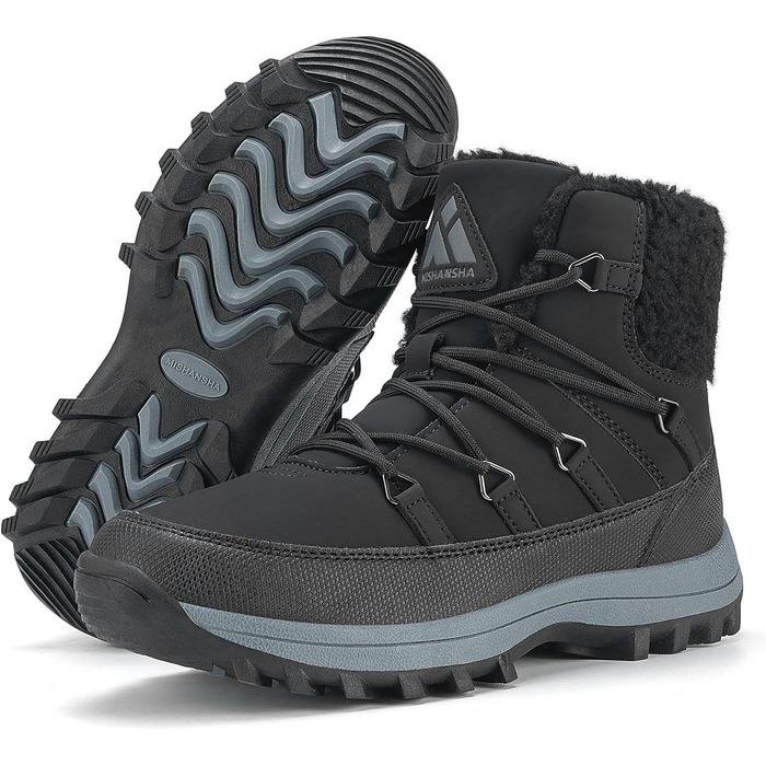 Зимові черевики Mishansha для жінок, утеплені, водонепроникні, трекінгові, антиковзні, розмір 36-42 (чорні черевики, 42 EU)
