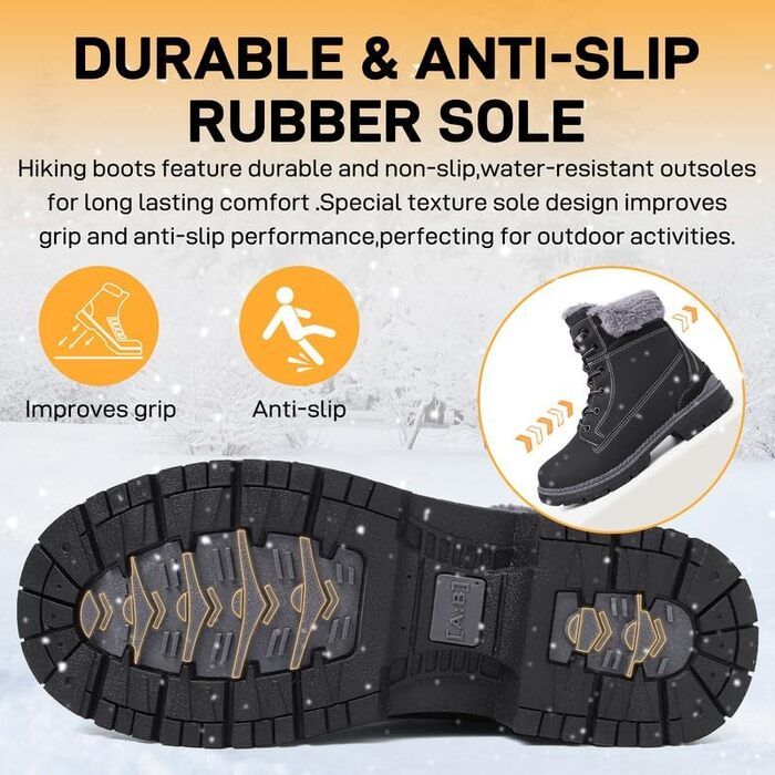 Зимові чоботи жіночі утеплені, водонепроникні, для снігу, теплі, короткі, туристичні, чорні, 42 EU