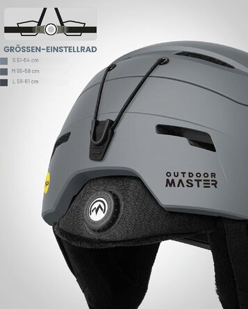 Шолом для гірських лиж та сноуборду OutdoorMaster ELK MIPS з OTG-маскою, матовий сірий, розмір M