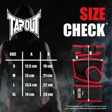 Тренувальні рукавички Tapout MMA зі штучної шкіри, чорні/червоні/екрю, розмір M, 1 пара