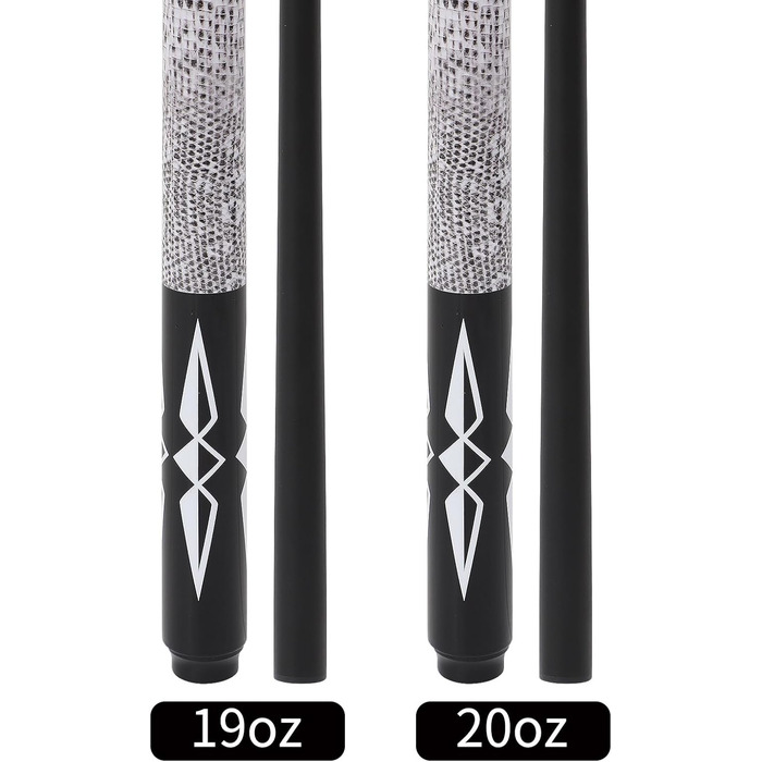 Більярдні кийки Dysdensa: композит скловолокно-графіт, вага 510-595 г, довжина 147 см, білий, 2 шт.