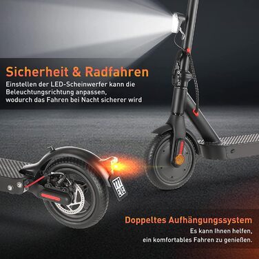 Електросамокат для доріг з ABE, потужність 350W, вага до 120 кг, запас ходу 30 км, LED-освітлення, швидкість 20 км/год, 8,5