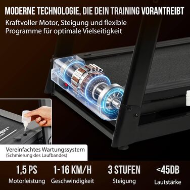 Бігова доріжка CHRISTOPEIT складана з амортизацією AntiShock, LED-дисплеєм та Bluetooth, сумісна з додатком - TM 5000S/4500S/4000S