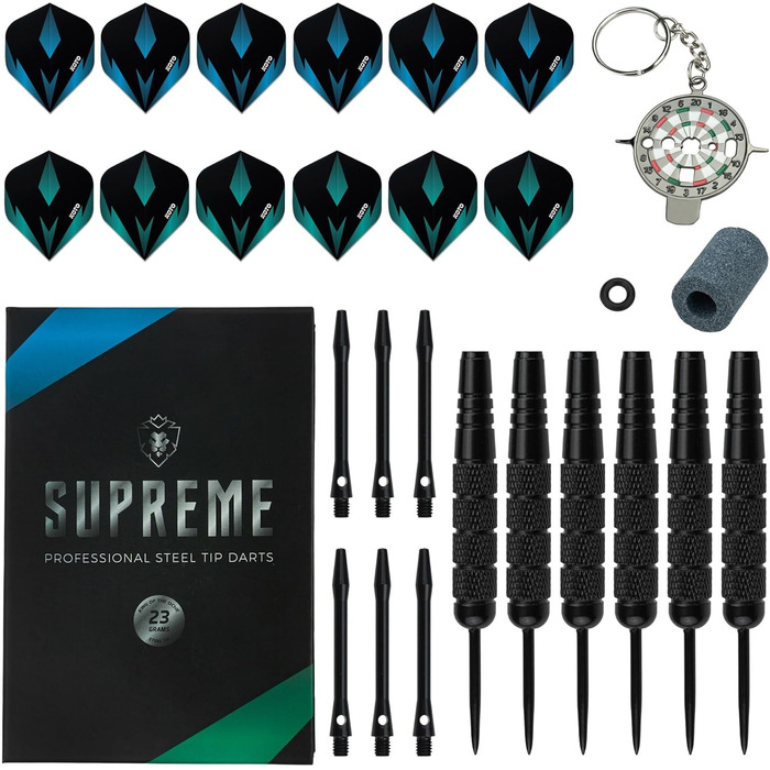 KOTO Supreme Brass Giftset: Дротики мідні преміум класу (23 г) з алюмінієвими стержнями та польотними пір'ями 100 мікрон